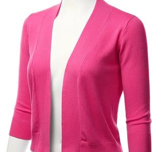 Hot Pink Sweater Cropped Cardigan